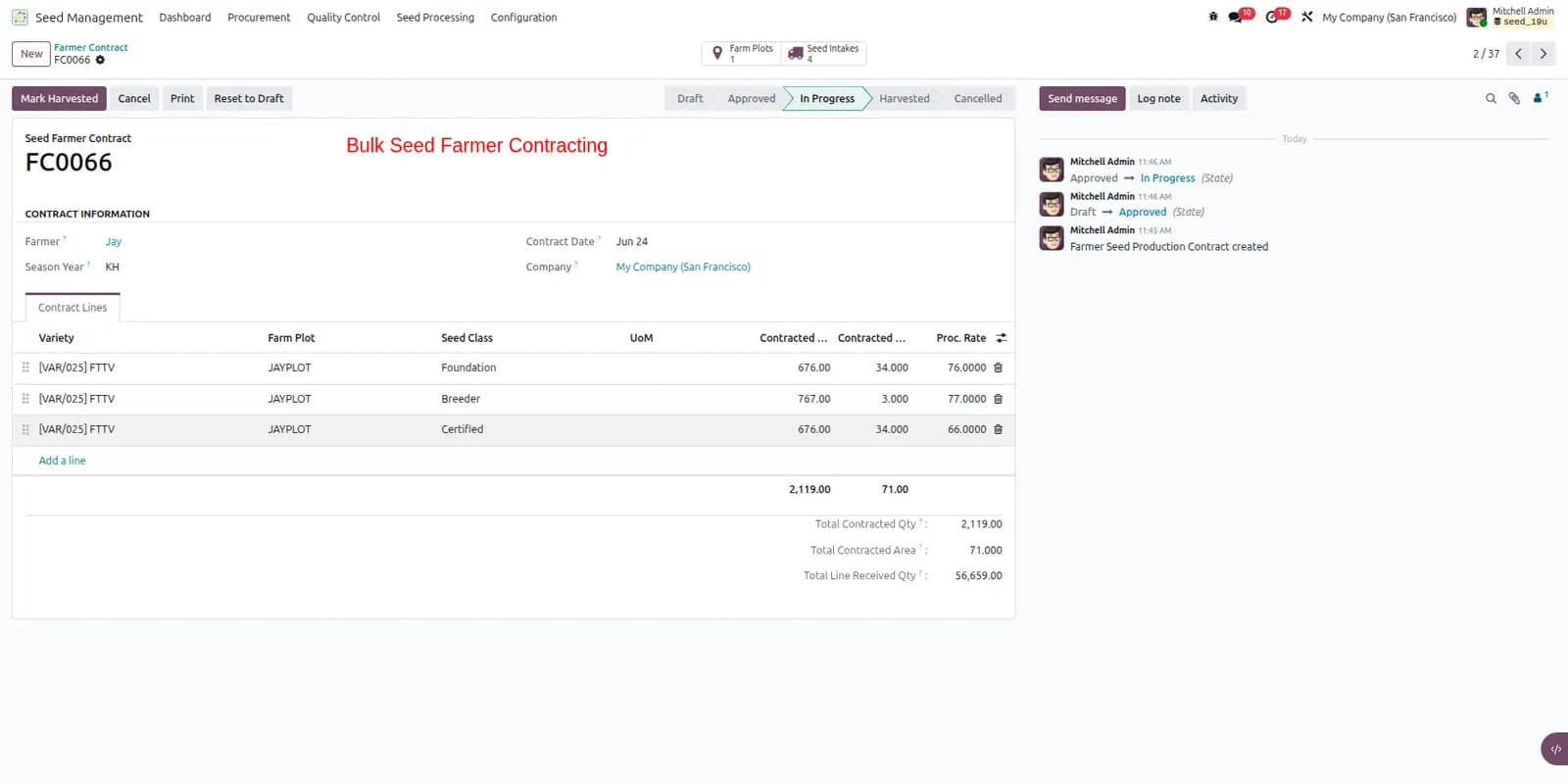 Seed management screenshot 2