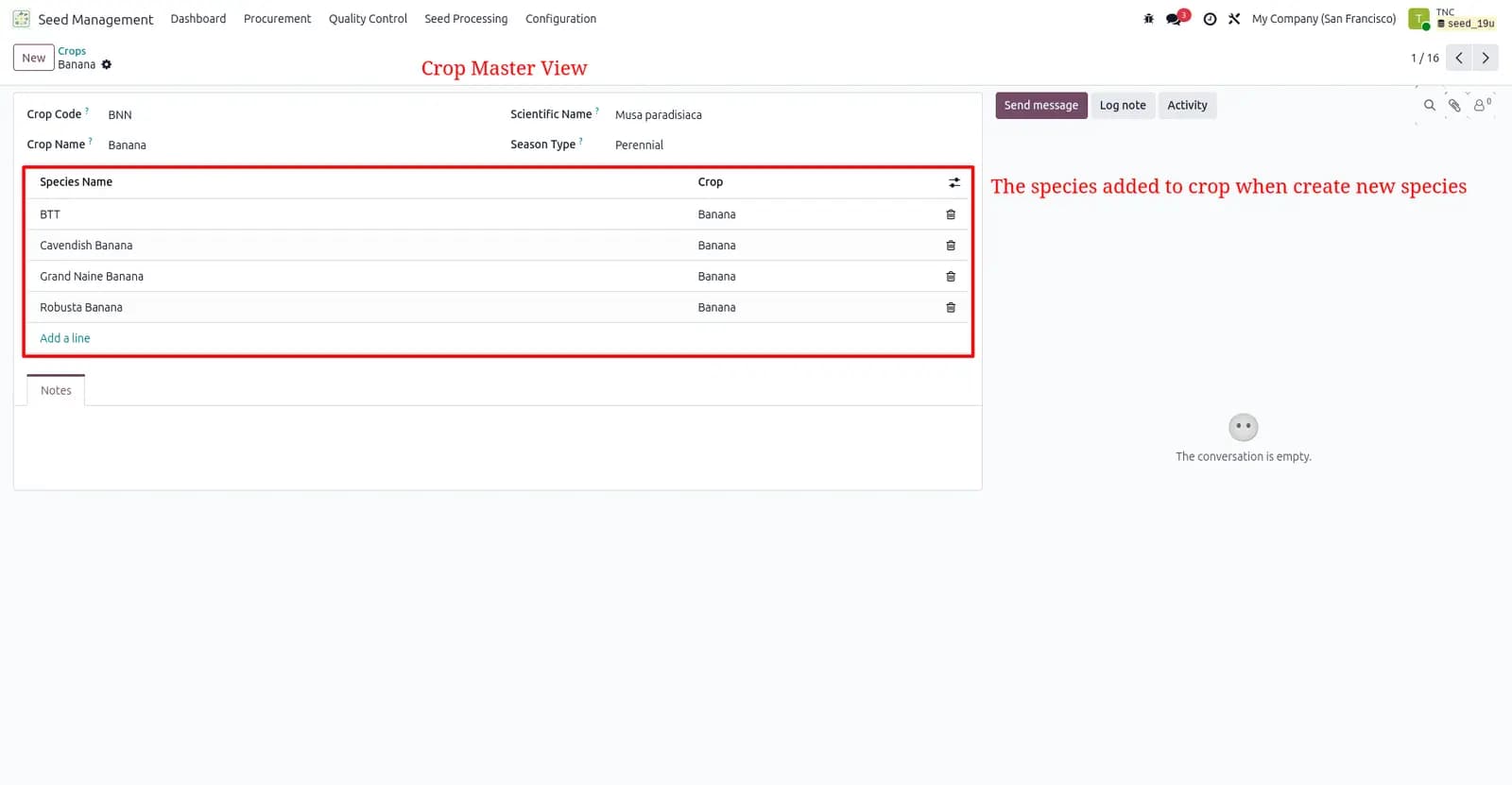 Seed management screenshot 4