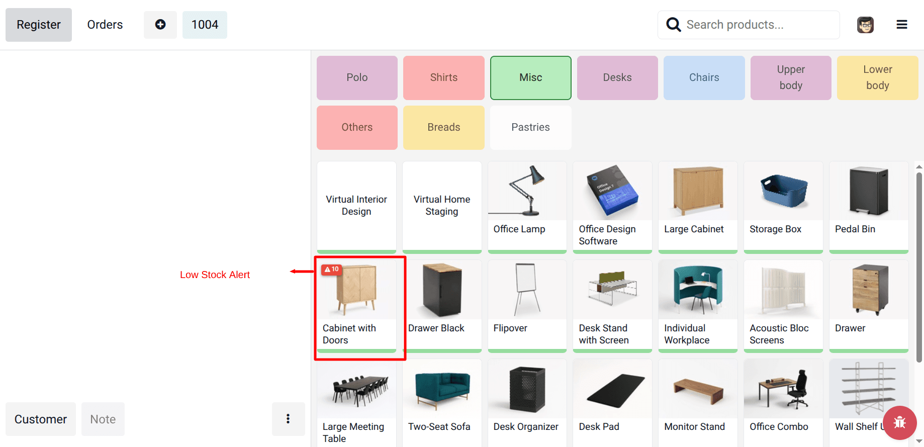 Settings — POS low stock alert configuration