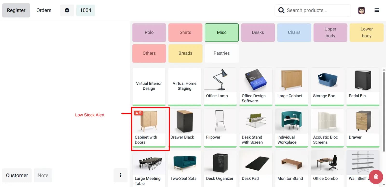 Settings — POS low stock alert configuration
